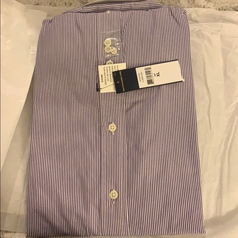 Polo Ralph Lauren LS Classic  purple striped shirt